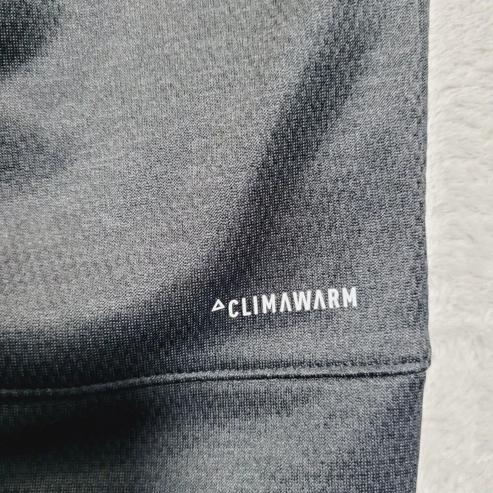 Adidas Hoodie Mens Large Black ClimaWarm Full Zip Logo Thermal Athletic